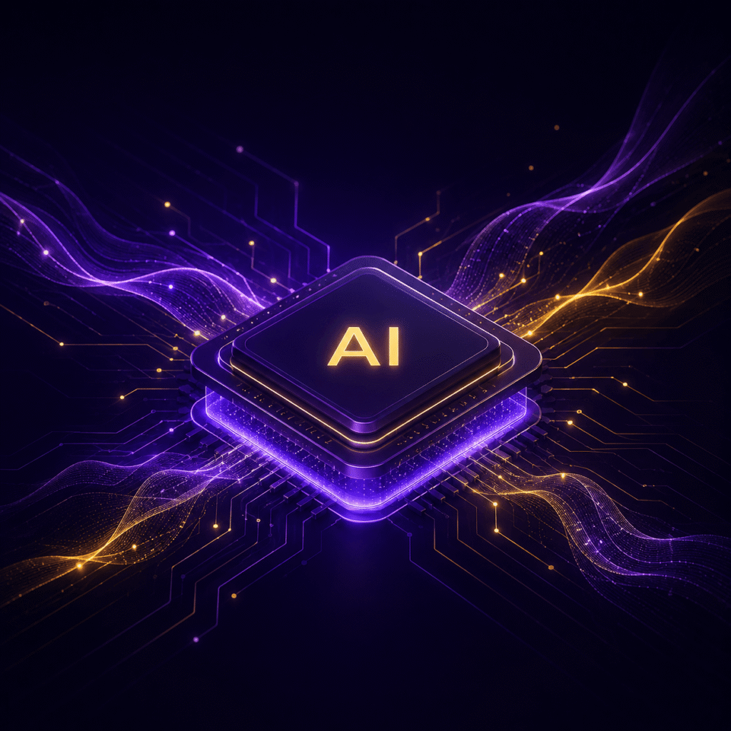 Premium AI and automation illustration representing AI consulting, workflow automation, chatbots, prompt engineering, business automation, and AI integration.